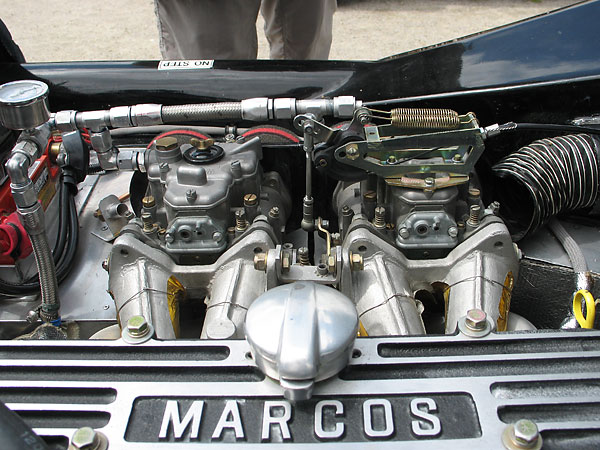 Dual Weber DCOE40 side-draught carburetors.