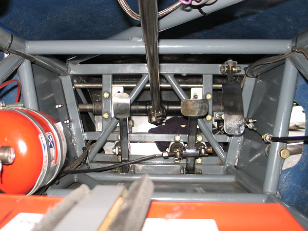 Any sort of bulkhead between pedal box and master cylinders is missing on this particular Merlyn 11A.