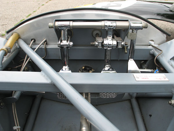 Brake bias may be adjusted by rotating a threaded shaft connecting the two brake master cylinders.