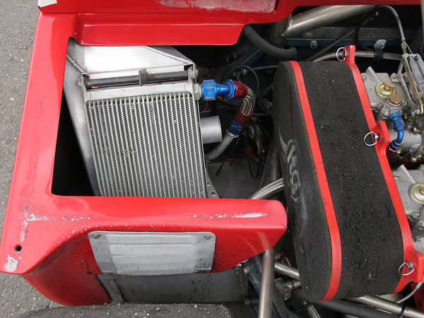 An oil cooler is mounted on the left. Originally, it would have been mounted on the right.