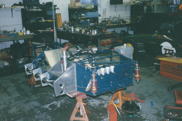 Bob Machinist's Chevron B21 during restoration at Vintage Racing Services in Connecticut (circa 1999.)