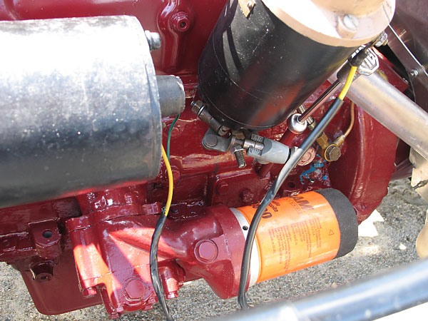 A spin-on oil filter adapter facilitates use of a Fram oil filter.