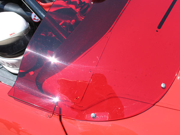One of the distinctive original features of this MGB is its transparent red low-profile windscreen.