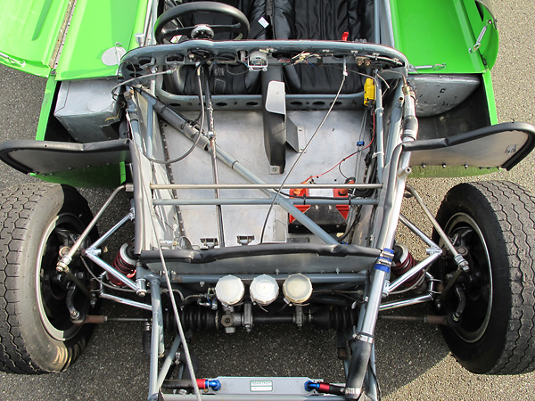 Unequal length, non-parallel dual wishbone suspension.