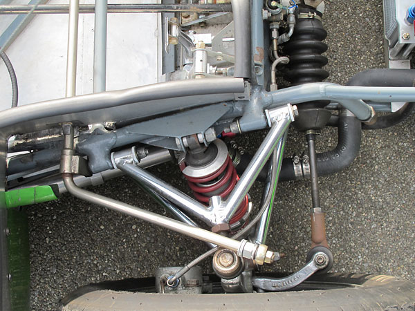 Koni double-adjustable aluminum-bodied coilover shock absorbers, with Eibach springs.