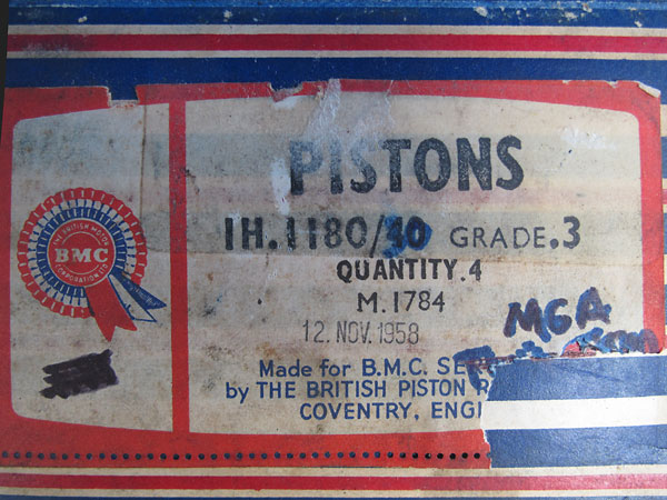 Pistons - IH.1180/30 - Grade.3 - M.1784 - British Piston Ring Company, Coventry, England