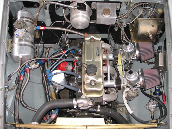 Engine compartment plumbing.