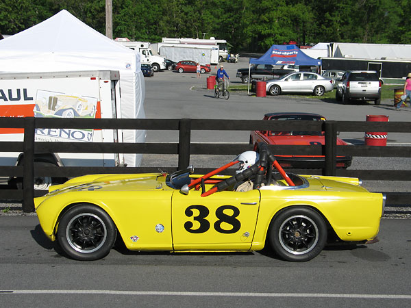 With 2138cc (stock) engines, Triumph TR4 racecars compete in SCCA's D-Production class.