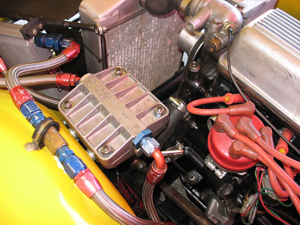 The Racor screen-type oil filter can easily be checked for debris after a race.