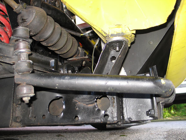 Triumph TR4 steering racks can be moved up or down by adding/removing shims to eliminate bump steer.