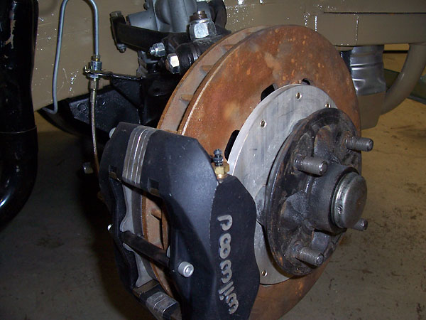 Wilwood vented 11.75 diameter 10-bolt rotors mounted on custom machined spacers.