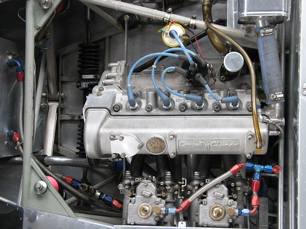Lotus canted the Coventry Climax engine ten degrees to facilitate streamlining the body.