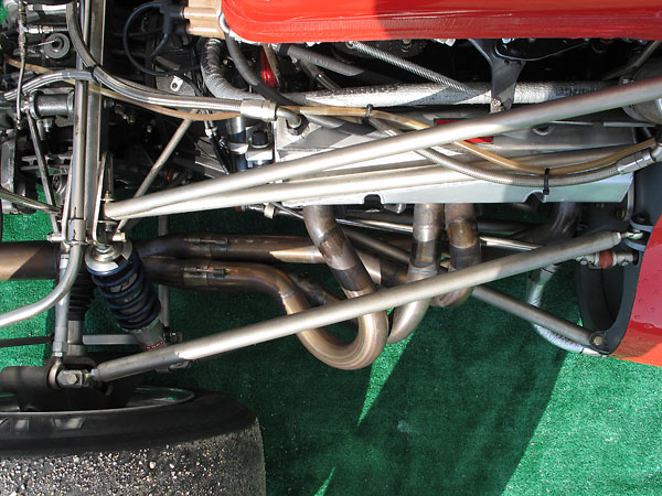 Stainless steel four-into-one headers.