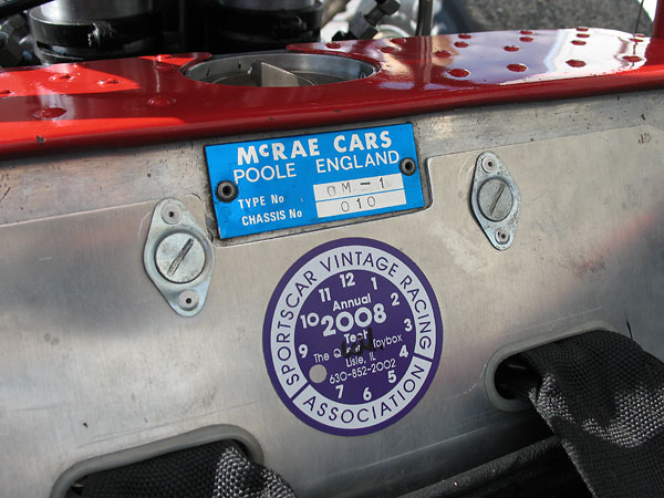 McRae Cars, Poole England, Type No. GM-1, Chassis No. 010.