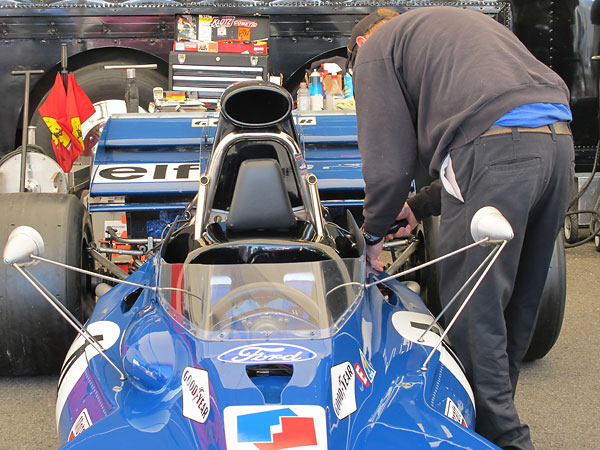 Mirrors are mounted outboard for a view around the oil coolers.