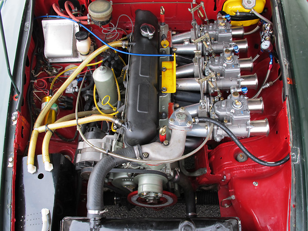 MGC six-cylinder engine, set back about six inches from stock position.