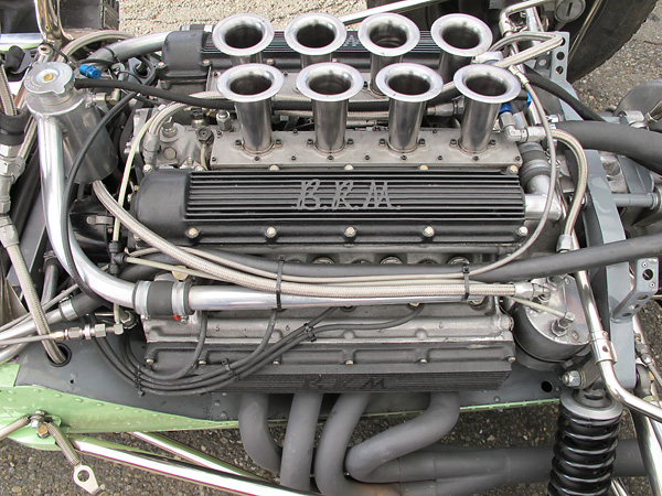 The BRM engine's camshafts were gear driven. Rival Climax V8s used chain-driven camshafts.