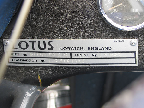 LOTUS Norwich England, Unit 61MX-F3-214, Engine LH407, Transmission LC418Mk8