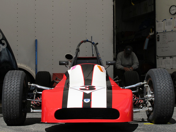 The Crossle nose cone serves as a fairing for the car's externally mounted coilover shock absorbers.