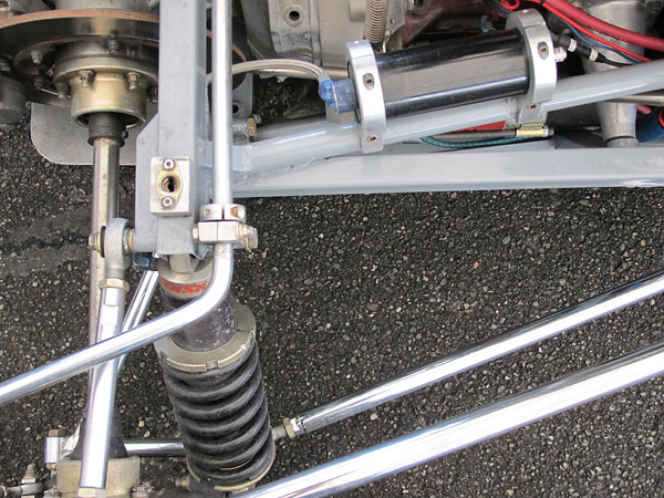 Penske Racing Shocks (PRS) shock absorbers with remote reservoirs.