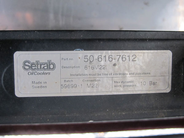 Setrab oil cooler (part# 50-616-7612).