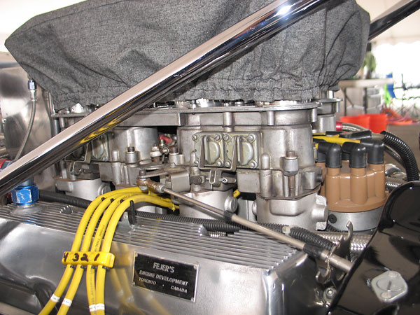 Doug Nash intake manifold with dual Autolite inline four-barrel carburetors.