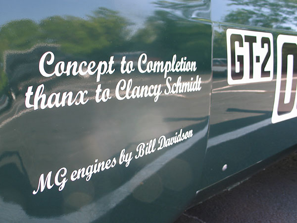 Concept to Completion thanx to Clancy Schmidt, MG engines by Bill Davidson.