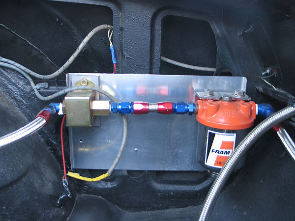 Facet electronic fuel pump. Fram racing fuel filter.