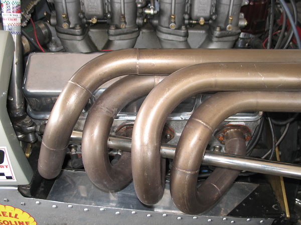 Stainless steel four-into-one headers.