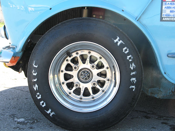 CMW Racing three-piece modular aluminum racing wheels (10x6) and Hoosier T.D. 165/70-10 tires.